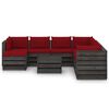 vidaXL 9 pcs conj. lounge jardim c/ almofad&otilde;es madeira impreg. cinza