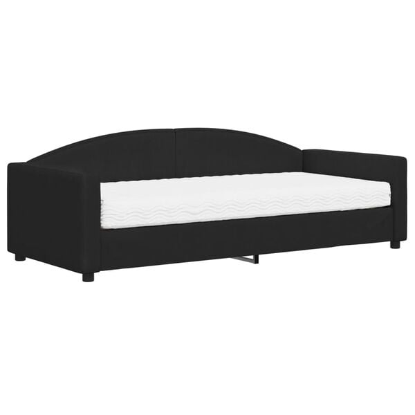 vidaXL Sof&aacute;-cama com colch&atilde;o 90x200 cm tecido preto