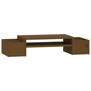 vidaXL Suporte para monitor 70x27,5x15 cm pinho maci&ccedil;o castanho mel