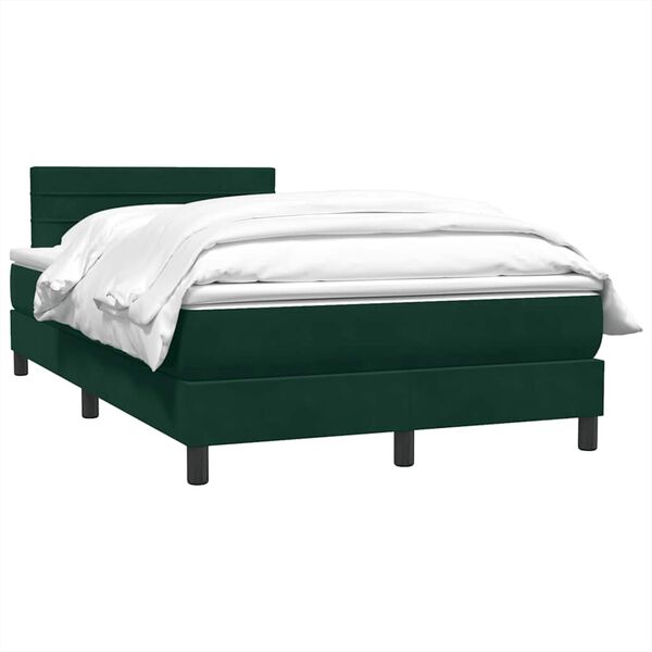 vidaXL Cama com molas/colch&atilde;o 120x220 cm veludo verde-escuro