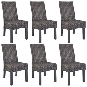 vidaXL Cadeiras de jantar 6 pcs vime Kubu e madeira mangueira castanho
