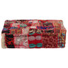 vidaXL Pufe de retalhos quadrado algod&atilde;o artesanal 50x50x12cm vermelho
