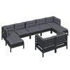 vidaXL 9 pcs conjunto lounge jardim c/ almofad&otilde;es pinho maci&ccedil;o preto