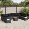 vidaXL Conjunto de Sof&aacute; de Jardim com almofada 11 pcs Preto vime PE