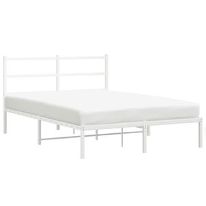 vidaXL Estrutura de cama com cabeceira 135x190 cm metal branco