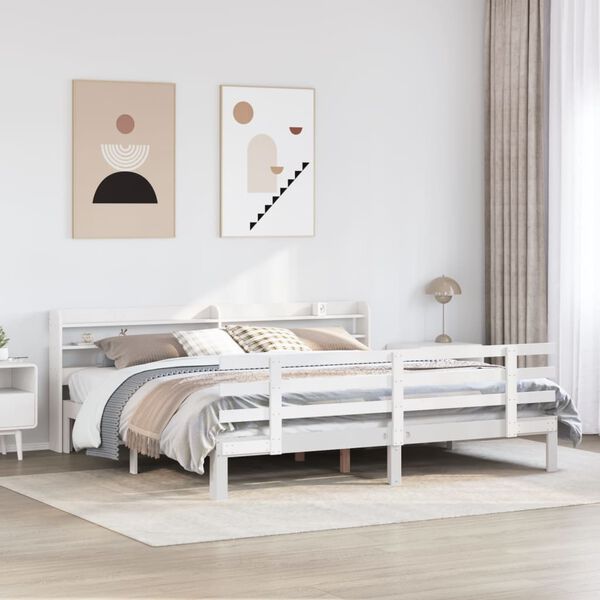 vidaXL Estrutura de cama c/ cabeceira sem colch&atilde;o 180x200 cm branco