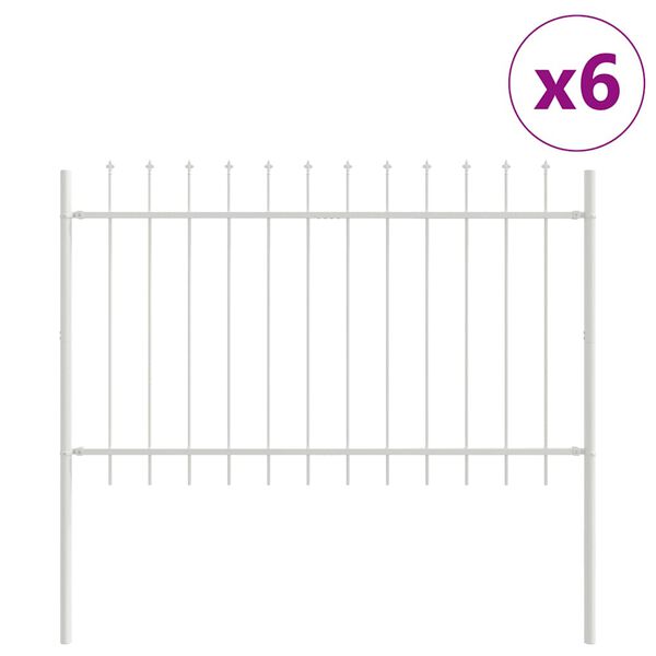 vidaXL Cerca para Jardim 6 pcs Branco 10,2 x 1,2 m