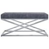 vidaXL Banco 97 cm veludo e a&ccedil;o inoxid&aacute;vel cinzento