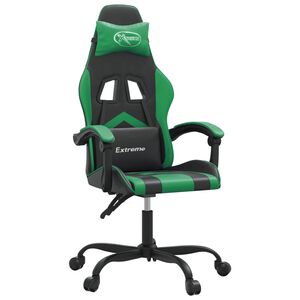 vidaXL Cadeira gaming couro artificial preto e verde