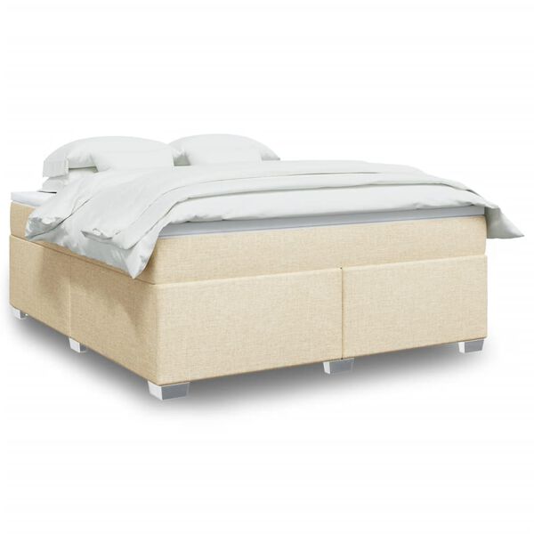 vidaXL Cama com molas/colch&atilde;o 180x200 cm tecido cor creme