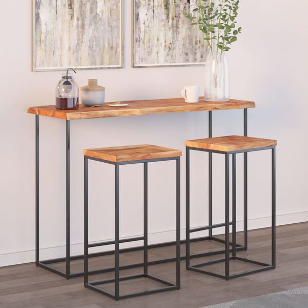 vidaXL Tampo de mesa retangular borda viva 110x40x2,5 cm acácia maciça