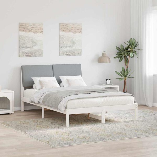 vidaXL Estrutura da cama Branco e cinza claro 150 x 200 cm