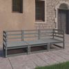 vidaXL Sofá de 3 lugares para jardim pinho maciço cinzento
