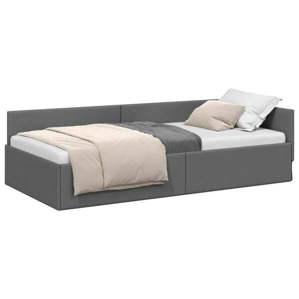 vidaXL Estrutura de Cama de Canto Cinza Escuro 90 cm x 200 cm Veludo
