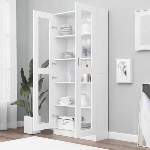 vidaXL Arm&aacute;rio vitrine 82,5x30,5x185cm derivados de madeira branco