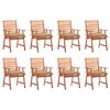 vidaXL Cadeiras de jantar p/ jardim 8 pcs c/ almofad&otilde;es ac&aacute;cia maci&ccedil;a