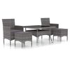 vidaXL 5 pcs conjunto jantar p/ jardim vime PE e vidro temperado cinza
