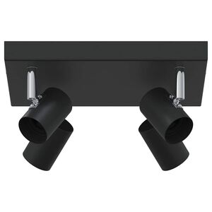 vidaXL Foco de teto com holofotes Preto 26 x 26 x 11,5 cm Metal