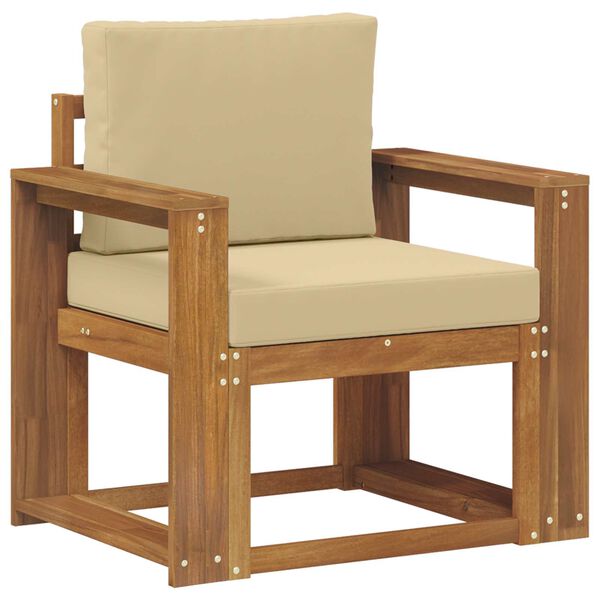 vidaXL Sof&aacute; exterior Madeira de Ac&aacute;cia maci&ccedil;a e Poli&eacute;ster Natural