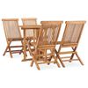 vidaXL 5 pcs conjunto jantar dobr&aacute;vel p/ exterior madeira teca maci&ccedil;a