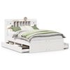 vidaXL Cama com estante sem colch&atilde;o 140x200 cm pinho maci&ccedil;o branco