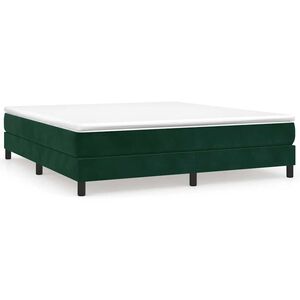 vidaXL Estrutura de cama com molas 180x200 cm veludo verde-escuro