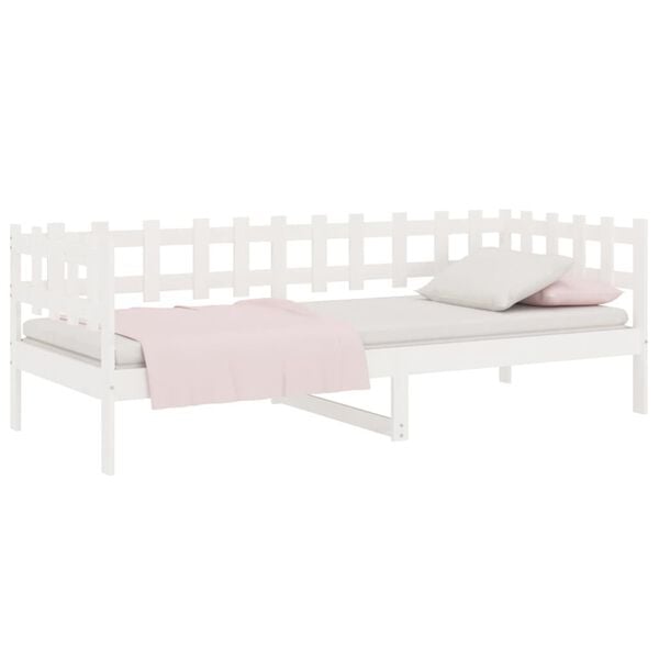 vidaXL Sof&aacute;-cama sem colch&atilde;o 80x200 cm madeira de pinho maci&ccedil;a branco