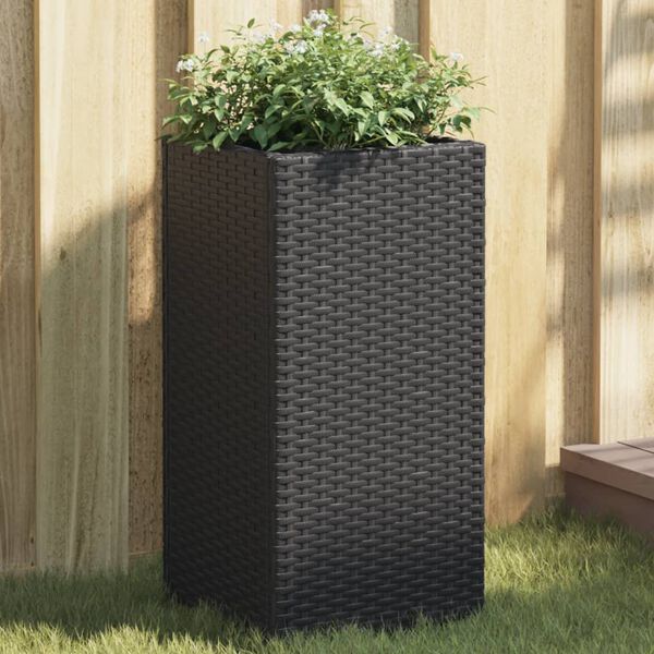 vidaXL Vaso/floreira de jardim 30x30x60 cm vime PE preto