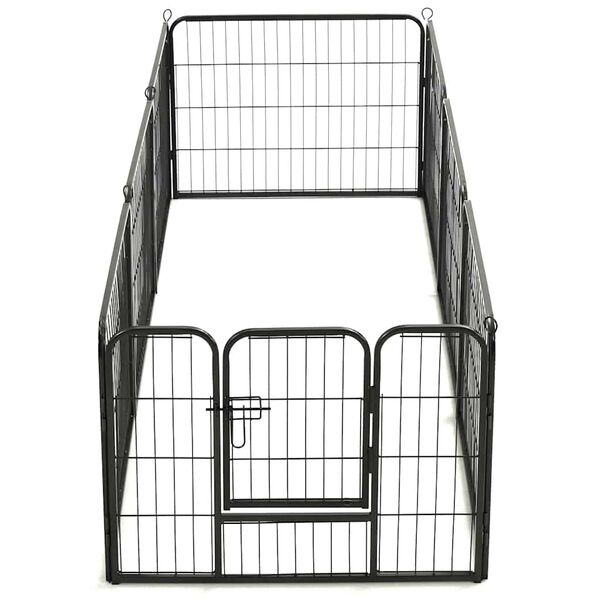 vidaXL Parque para c&atilde;es 8 pain&eacute;is a&ccedil;o 60x80 cm preto