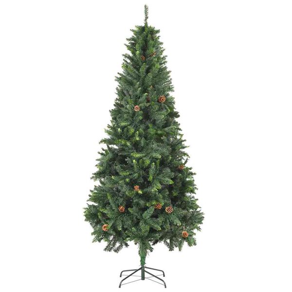 vidaXL &Aacute;rvore Natal artificial pr&eacute;-iluminada c/ bolas e pinhas 210 cm
