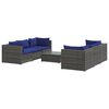 vidaXL 7 pcs conjunto lounge de jardim c/ almofad&otilde;es vime PE cinzento