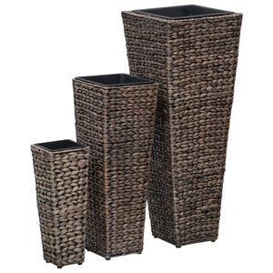 vidaXL Vasos/floreiras 3 pcs jacinto de &aacute;gua castanho-escuro