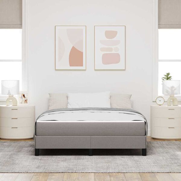 vidaXL Cama Box com colch&atilde;o Cinzento-acastanhado 140 x 190 cm tecido