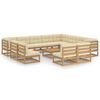 vidaXL 13 pcs conj. lounge jardim almofad&otilde;es pinho maci&ccedil;o castanho mel