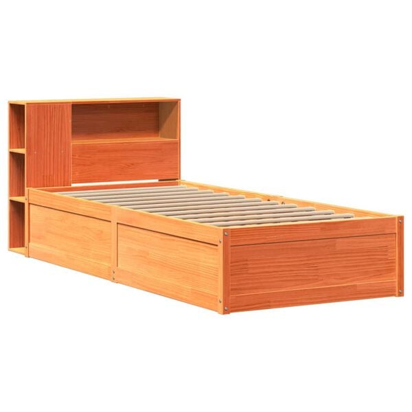 vidaXL Cama sem colch&atilde;o 100x200 cm pinho maci&ccedil;o castanho-mel