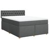 vidaXL Cama com molas/colch&atilde;o 140x200 cm tecido cinzento-escuro