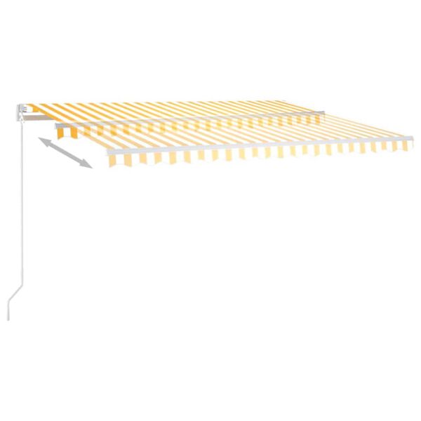 vidaXL Toldo retrátil manual 400x350 cm amarelo e branco