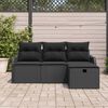 vidaXL Conjunto de Sof&aacute; de Jardim 4 pcs Preto Rattan Sint&eacute;tico
