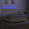 vidaXL Cama box spring c/ colch&atilde;o e LED 160x200 cm tecido cor creme
