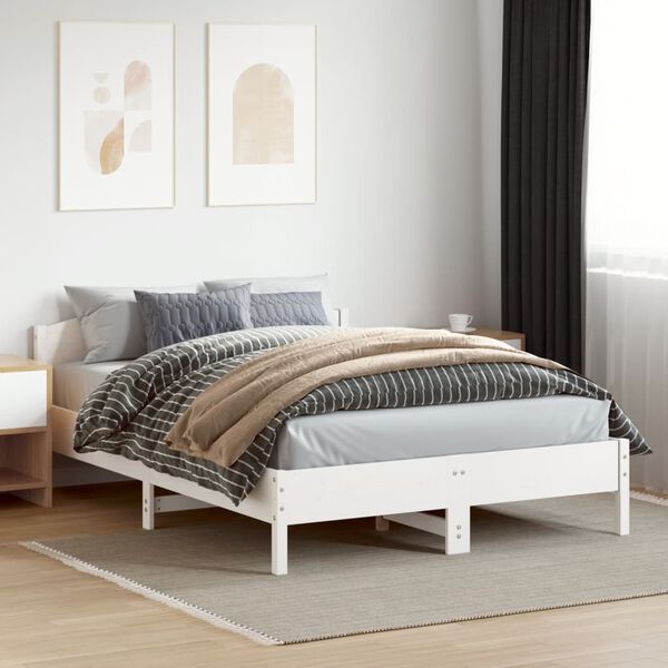 vidaXL Cama sem colchão 150x200 cm madeira de pinho maciça branco