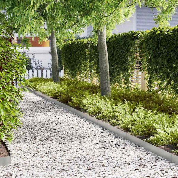 vidaXL Acabamento para Gramado 10 pcs Prateado 100 x 0.05 x 20 cm