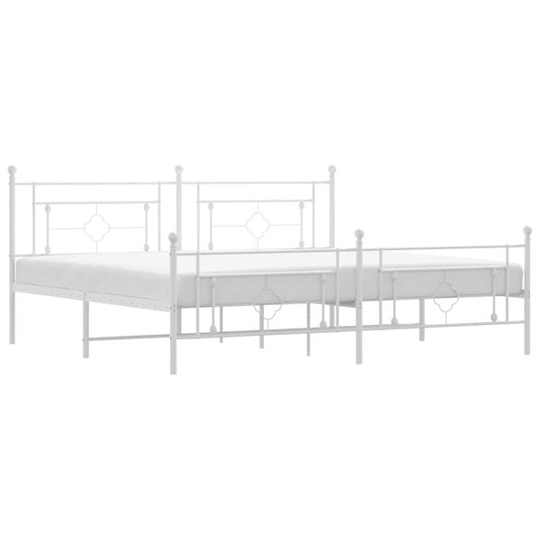 vidaXL Estrutura de cama com cabeceira e p&eacute;s 193x203 cm metal branco