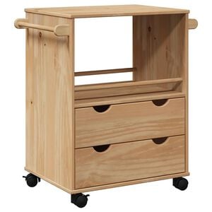 vidaXL Carrinho de cozinha OTTA 59x45x80 cm madeira de pinho maci&ccedil;a