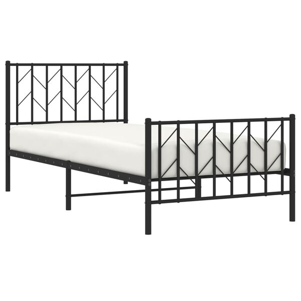 vidaXL Estrutura de cama com cabeceira e p&eacute;s 90x200 cm metal preto