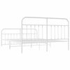 vidaXL Estrutura de cama com cabeceira e p&eacute;s 183x213 cm metal branco