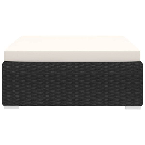 vidaXL Apoio de pés seccional c/ almofadão 1 pc vime PE preto