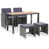 vidaXL 5 pcs conjunto jantar exterior vime e madeira ac&aacute;cia antracite