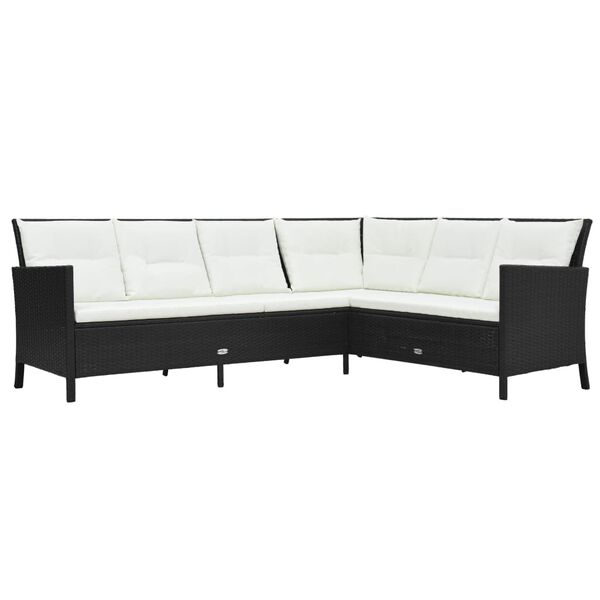 vidaXL 3 pcs conjunto lounge de jardim c/ almofad&otilde;es vime PE preto