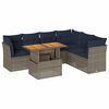 vidaXL 7 pcs conjunto sof&aacute;s p/ jardim c/ almofad&otilde;es vime PE cinzento