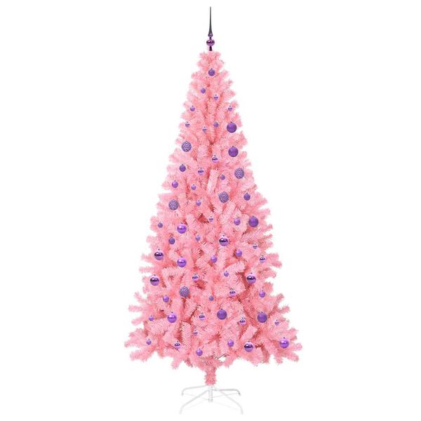 vidaXL &Aacute;rvore de Natal com 300 LEDs com suporte Rosa 180 cm PVC